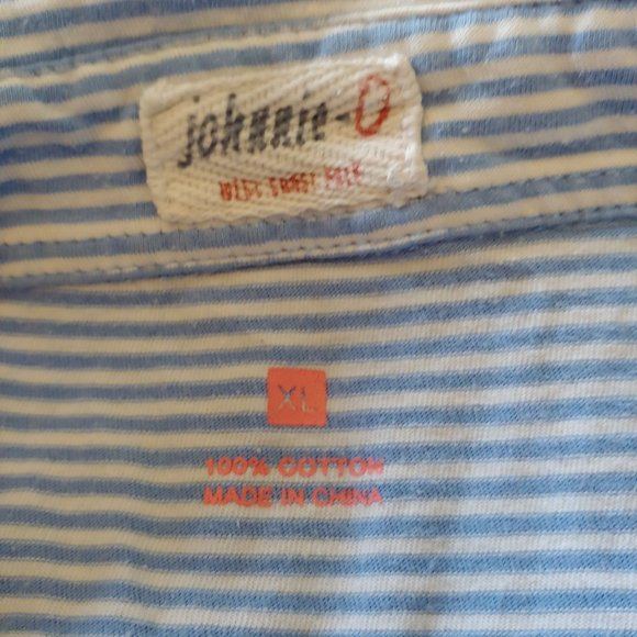 Johnnie O striped mens blue and white short sleeve teeshirt XL - Picture 12 of 13
